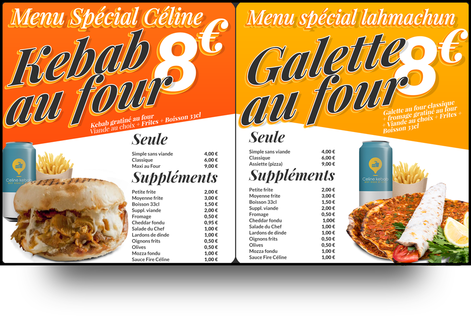 menus Céline Kebab